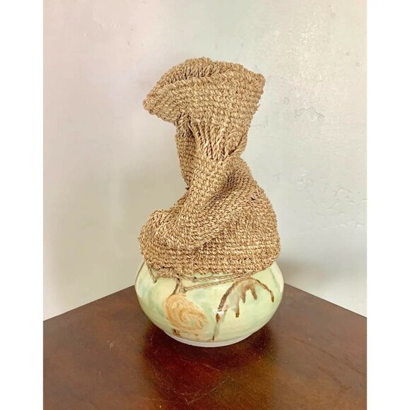 Modern Abstract Multimedia Ceramic and Crochet Studio Vase - Picture 6 of 6